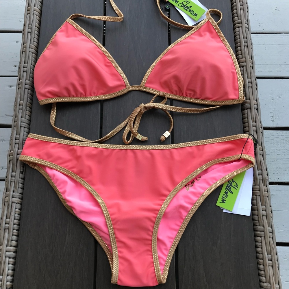 NEW‼️Sam Edelman Coral Pink Reversible Bikini Set Large